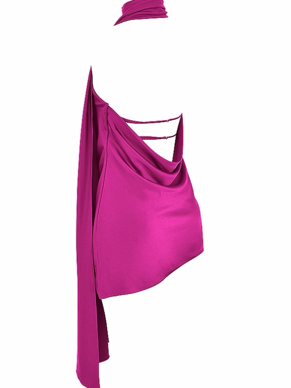✨SALE House of CB Aida Asymmetric Wrap Neck Halter Scarf Drape Pink Mini Dress - Picture 10 of 10
